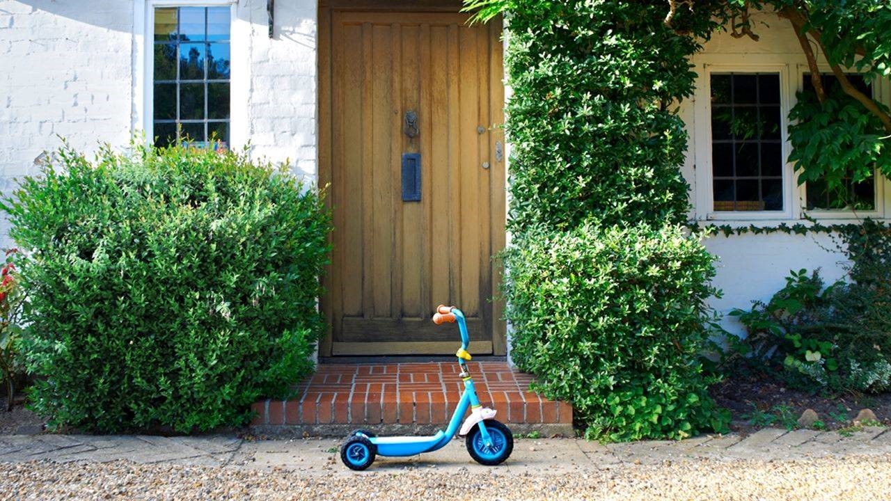 Bicycle in front of a house